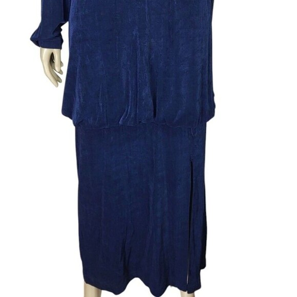 Vintage Vikki Vi 80s Does 30s Slinky Flapper Drop Waist Front Slit Maxi Dress - Picture 6 of 8